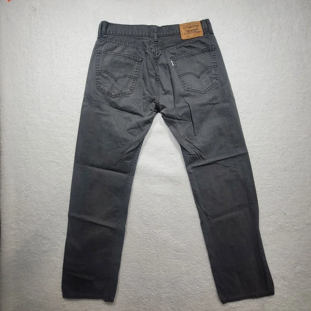 Levis 505 Straight Leg Denim Jeans Men 34X32 Gray Regular Fit White (32x30)